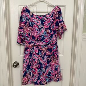 Lilly Pulitzer Pink and Blue Paisley Parigi Romper